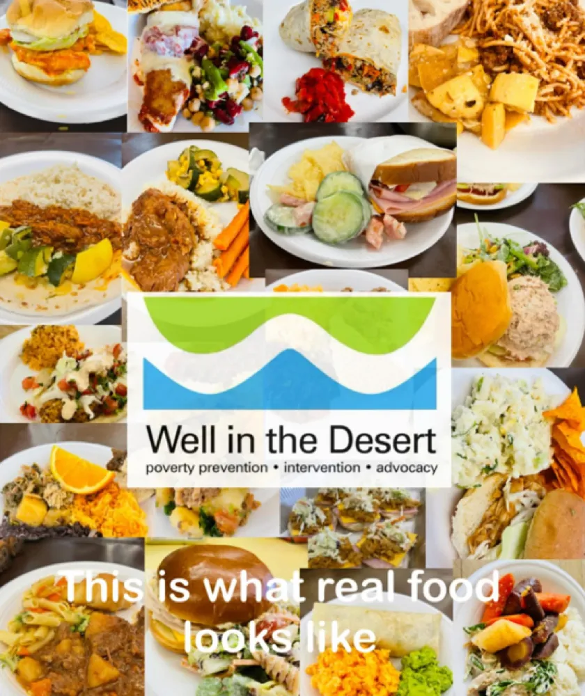 Collage of nutritious meals served at Well in the Desert